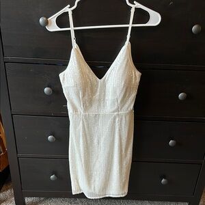 Lulu's Ivory Sequin Embellished Dress